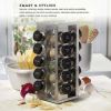 Heritage 20-Jar Revolving Pre-Filled Countertop Spice Rack Organizer Stainless Steel with Free Spice Refills for 5 Years