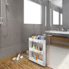 3 Tiers Slim Storage Cart Mobile Rolling Shelf Unit Narrow Space Shelf for Kitchen Bathroom Pantry Laundry Garage Office