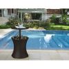 Pacific 7.5 Gallon Cool Bar , Resin Outdoor Patio Beverage Cooler Table, Extra Storage, Rattan Look Brown
