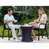 Pacific 7.5 Gallon Cool Bar , Resin Outdoor Patio Beverage Cooler Table, Extra Storage, Rattan Look Brown